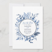 Aquarellfarben Blauer Navy Blue Script Save the Da Date (Vorderseite)