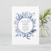 Aquarellfarben Blauer Navy Blue Script Save the Da Save The Date (Stehend Vorderseite)