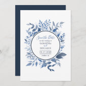 Aquarellfarben Blauer Navy Blue Script Save the Da Save The Date (Vorne/Hinten)