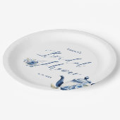 Aquarellfarben Blauer Tee Party Brautparty Pappteller (Schrägansicht)