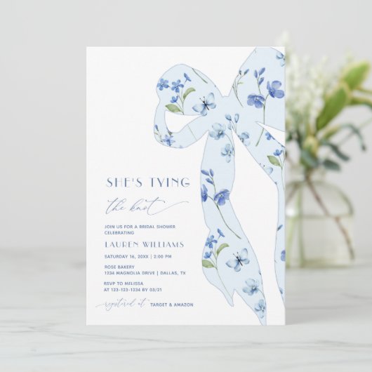 Aquarellfarben, blaues Band des Knotenpunktes Brau Einladung (Stehend Vorderseite)