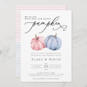 Aquarellfarben Blaurosa Pumpkin Fall Gender Revea Einladung (Vorne/Hinten)