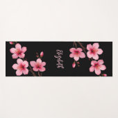 Aquarellfarben Blossom Pink Black Monogram Yogamatte (Vorderseite (Horizontal))