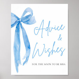 Aquarellfarben Blue Bow Ratschläge und Wünsche Zei Poster