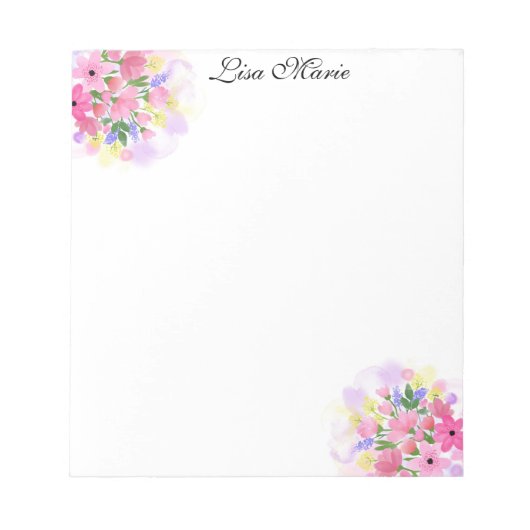 Aquarellfarben-Blume 01 Personalisiert Notepad Notizblock (Vorderseite)