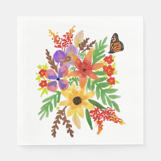 Aquarellfarben Blume 02 Luncheon Paper Napkins Serviette (Vorderseite)