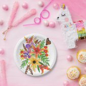 Aquarellfarben-Blume 02 Teller für Papier 7 Zoll (Party)