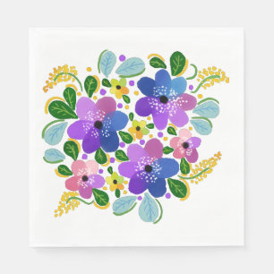 Aquarellfarben Blume 03 Mittagspause Papa Napkins Serviette