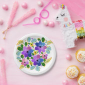 Aquarellfarben-Blume 03 Teller für Papier 7 Zoll (Party)