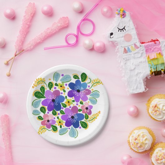 Aquarellfarben-Blume 03 Teller für Papier 7 Zoll (Party)