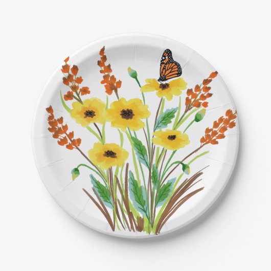 Aquarellfarben-Blume 07 Teller für Papier 7 Zoll (Vorderseite)