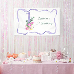 Aquarellfarben Blume 1. Party Banner