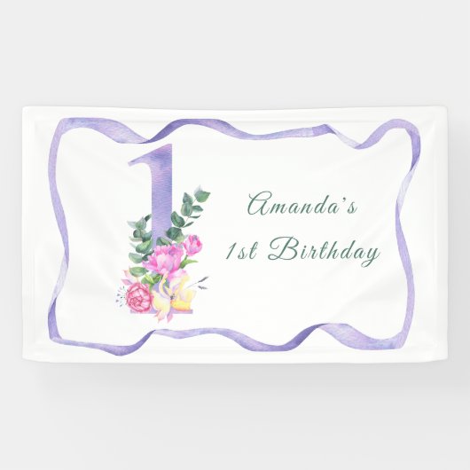 Aquarellfarben Blume 1. Party Banner (Horizontal)