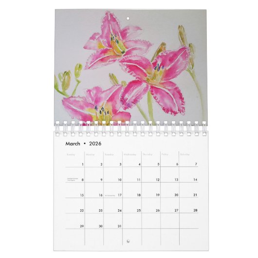 Aquarellfarben Blume 2022 Kalender Handgestrichene (Mär 2026)