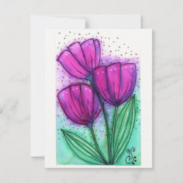 Aquarellfarben-Blume-4 (4.25"x5.5") Flachnotiskart Mitteilungskarte