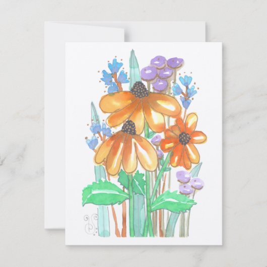 Aquarellfarben-Blume-5 (4.25"x5.5") Flachnotiskart Mitteilungskarte (Vorderseite)