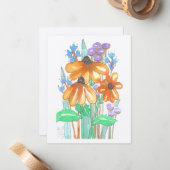 Aquarellfarben-Blume-5 (4.25"x5.5") Flachnotiskart Mitteilungskarte (Vorderseite/Rückseite Beispiel)