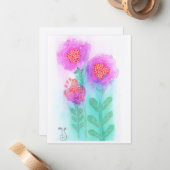 Aquarellfarben-Blume-6 (4.25"x5.5") Flachnotiskart Mitteilungskarte (Vorderseite/Rückseite Beispiel)
