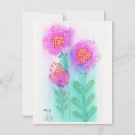 Aquarellfarben-Blume-6 (4.25"x5.5") Flachnotiskart Mitteilungskarte
