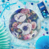 Aquarellfarben Blume anemone Rose Illustrationsflu Pappteller (Party)