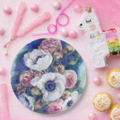 Aquarellfarben Blume anemone Rose Illustrationsflu Pappteller (Party)