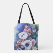 Aquarellfarben Blume anemone Rose Illustrationsflu Tasche (Rückseite)