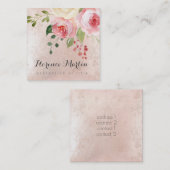 Aquarellfarben-Blume auf Rosa Quadratische Visitenkarte (Vorne/Hinten)