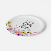 Aquarellfarben Blume Babydusche Papier Teller (Schrägansicht)