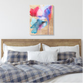 Aquarellfarben Blume blau und rot Moderne Blumen Leinwanddruck (Insitu (Schlafzimmer))
