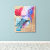 Aquarellfarben Blume blau und rot Moderne Blumen Leinwanddruck (Insitu (Holzboden))