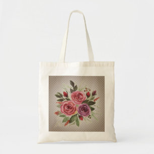 Aquarellfarben Blume Blumenkranz Rose Retrovintag Tragetasche