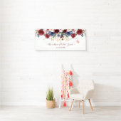 Aquarellfarben Blume Blush Burgund Marine Willkomm Banner (Insitu)