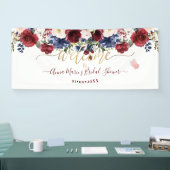 Aquarellfarben Blume Blush Burgund Marine Willkomm Banner (Messe)