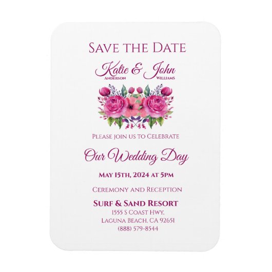 Aquarellfarben-Blume Bouquet-Wedding Speichern Sie Magnet (Vertikal)