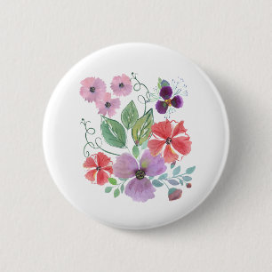 Aquarellfarben-Blume. Button