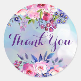 Aquarellfarben-Blume Danke, dass Sie rund Sticker 