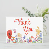 Aquarellfarben Blume danke Ihnen flachcard (Stehend Vorderseite)