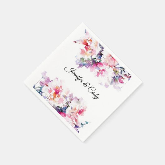 Aquarellfarben-Blume, die Namen hinzufügen Cocktai Serviette (Ecke)