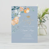 Aquarellfarben-Blume Dusty Blue Graduation Party Einladung