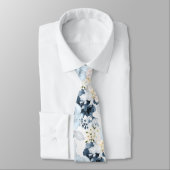 Aquarellfarben Blume Dusty Blue Navy Rose Krawatte (Gebunden)