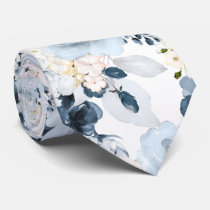 Aquarellfarben Blume Dusty Blue Navy Rose Neck Tie Krawatte