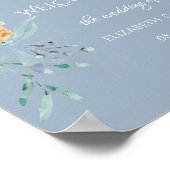 Aquarellfarben Blume Dusty Blue Poster (Ecke)