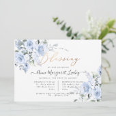 Aquarellfarben Blume Dusty Blue Rose Segeln Einladung (Stehend Vorderseite)