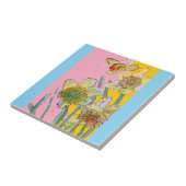 Aquarellfarben Blume florenrosa Gelb blau Fliese (Seite)