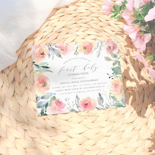 Aquarellfarben Blume & Foliage Erste heilige Kommu Einladungspostkarte