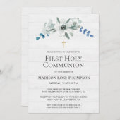 Aquarellfarben Blume Gold Cross 1. Heilige Kommune (Vorne/Hinten)