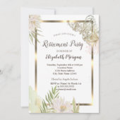 Aquarellfarben-Blume Gold-Rahmen-Rückgabe Einladung (Vorderseite)