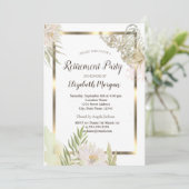 Aquarellfarben-Blume Gold-Rahmen-Rückgabe Einladung (Stehend Vorderseite)