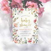 Aquarellfarben-Blume & Goldbriefe Kinderdusche Einladung