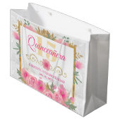 Aquarellfarben Blume & Goldene Forelle Große Geschenktüte (Vorderseite Schrägansicht)